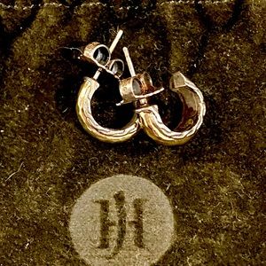 John Hardy Two-Tone Classic Chain Hammered Hoop Earrings